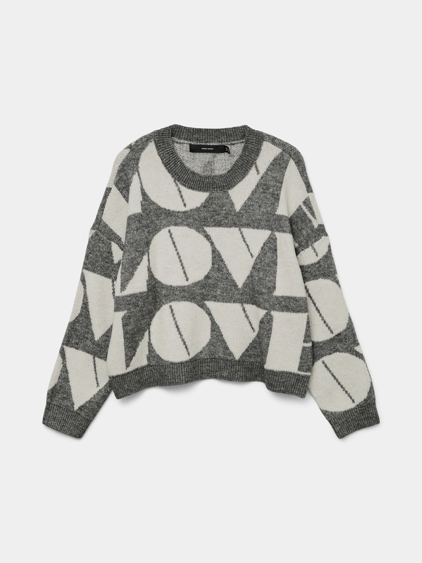 Свитры и кардиганы Vero Moda LOVE LS O-NECK PULLOVER модель 10331432_Medium Grey Melange W. BIR Фото