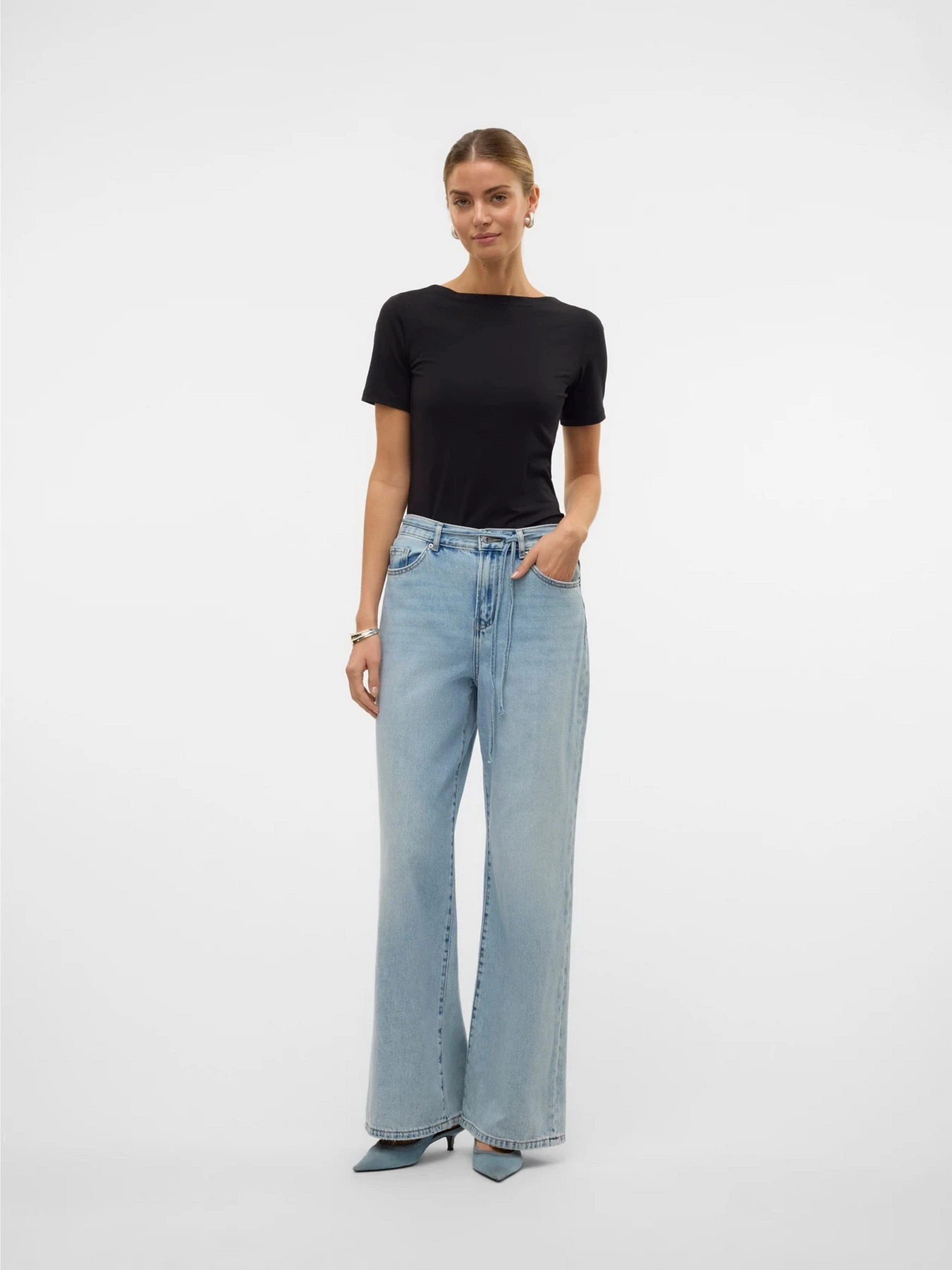Джинсы Vero Moda WIEN MR WIDE BELT JEANS модель 10338133_Light Blue Denim Фото