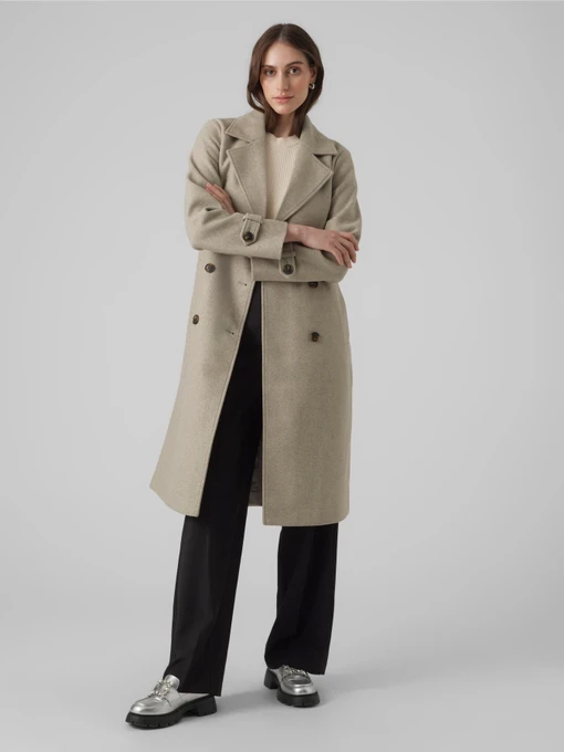 Пальта та плащі Vero Moda FORTUNEVEGA LONG TRENCHCOAT модель 10289870_Silver Mink MELANGE Фото