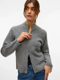 Светри та кардигани Vero Moda BANG LS HIGH NECK ZIP CARDIGAN модель 10331259_Medium Grey Melange Фото