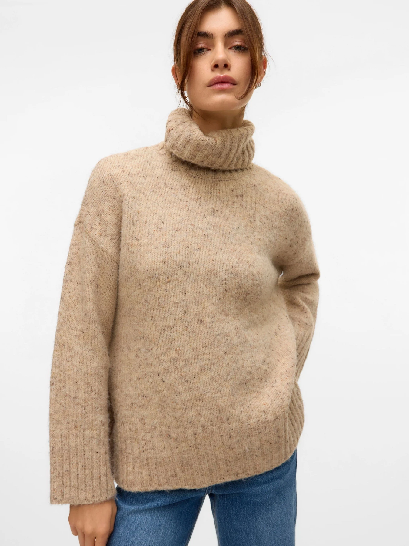 Свитры и кардиганы Vero Moda INGRID LS ROLL NECK PULLOVER модель 10331348_Silver Mink W. MELANGE LL1 Фото