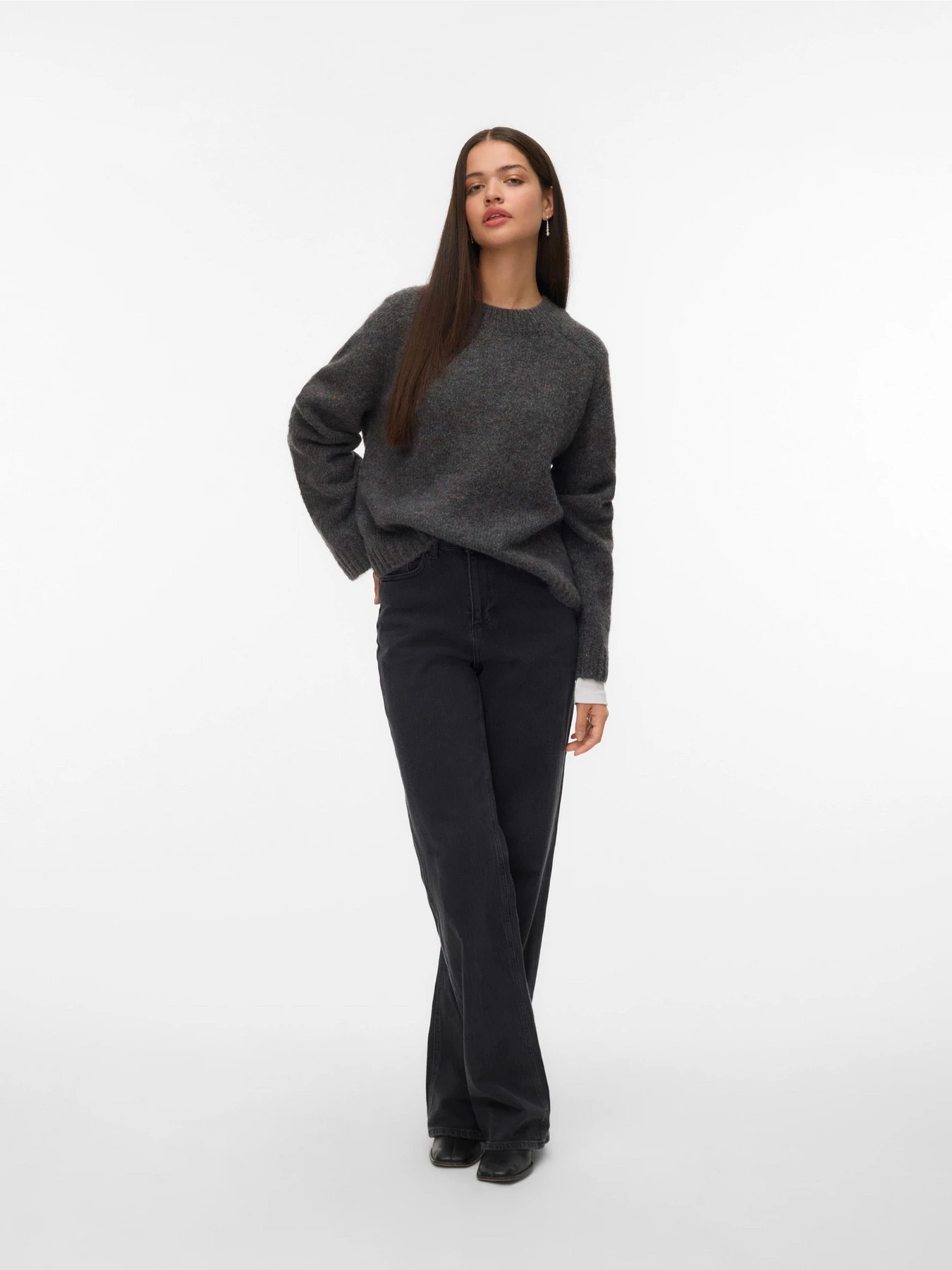 Свитры и кардиганы Vero Moda INGRID LS O-NECK PULLOVER модель 10331365_Dark Grey Melange LL 51 FR Свитры и кардиганы Vero Moda INGRID LS O-NECK PULLOVER модель 10331365_Dark Grey Melange LL 51 FR Фото