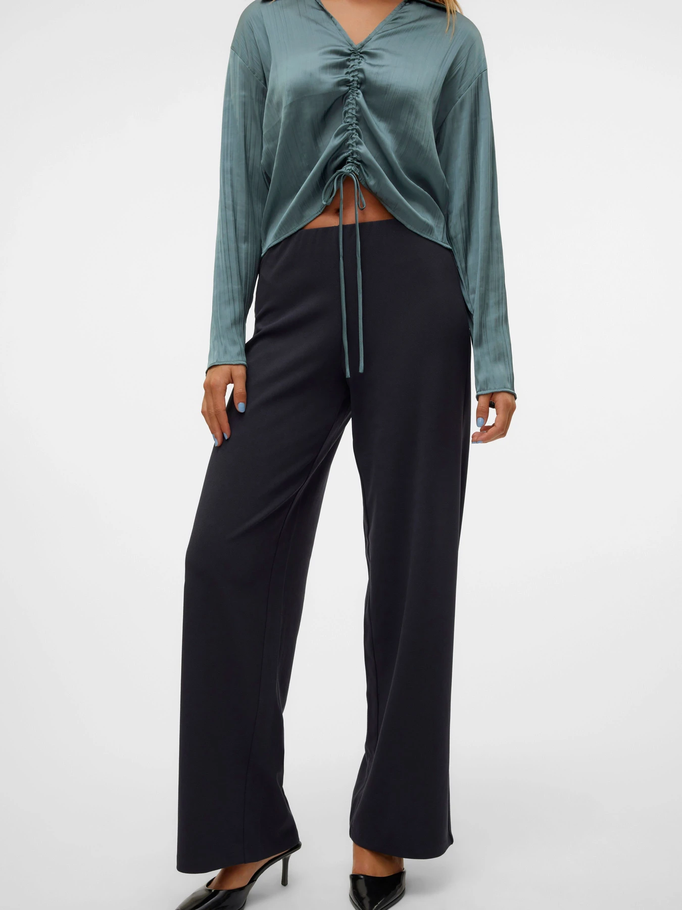 Штани Vero Moda BERLIN ZAMIRA MW WIDE PANT модель 10318454_Blue Graphite Фото