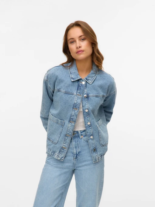 Куртки и дубленки Vero Moda JAMIE LS DENIM SHACKET MIX GA модель 10331693_Light Blue Denim Фото