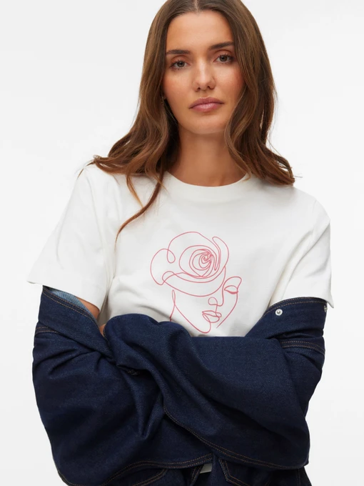 Футболки и поло Vero Moda THEA METTE SS TOP модель 10346290_Snow White ROSE LADY Фото