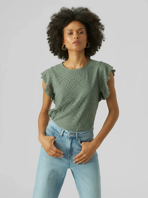 Футболки і поло Vero Moda TASSA SL FRILL TOP модель 10286067_Laurel Wreath Фото