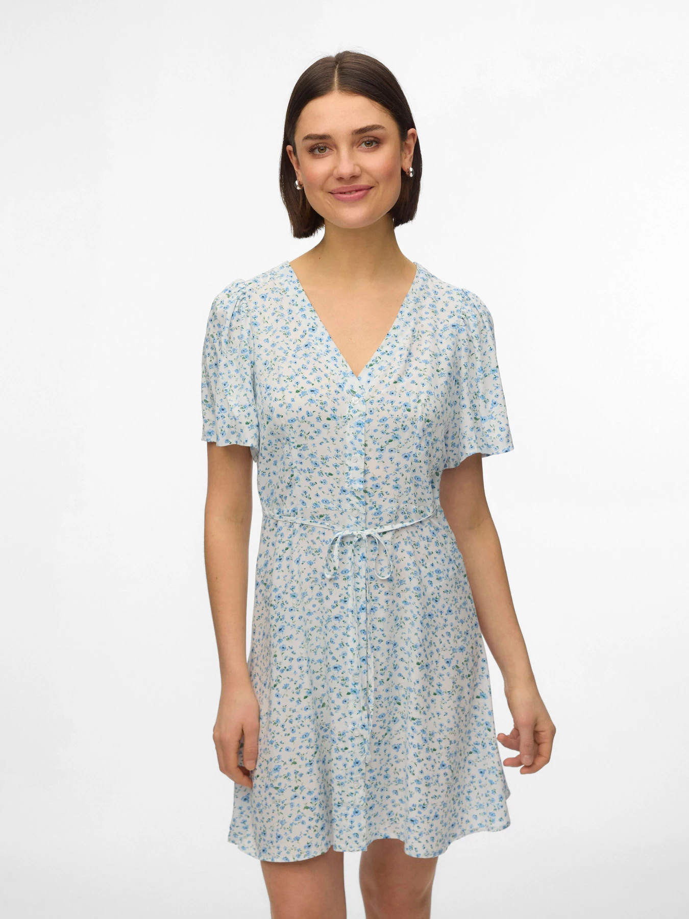 Платья Vero Moda ALBA SS SHORT DRESS модель 10292845_Snow White Blue Brooke Фото
