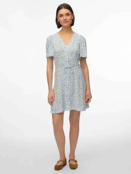 Платья Vero Moda ALBA SS SHORT DRESS модель 10292845_Snow White Blue Brooke Фото
