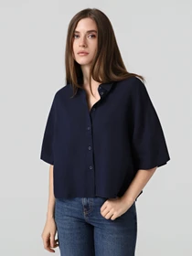 Сорочки Vero Moda LINN 2/4 SHORT SHIRT модель 10306820_Navy Blazer Фото