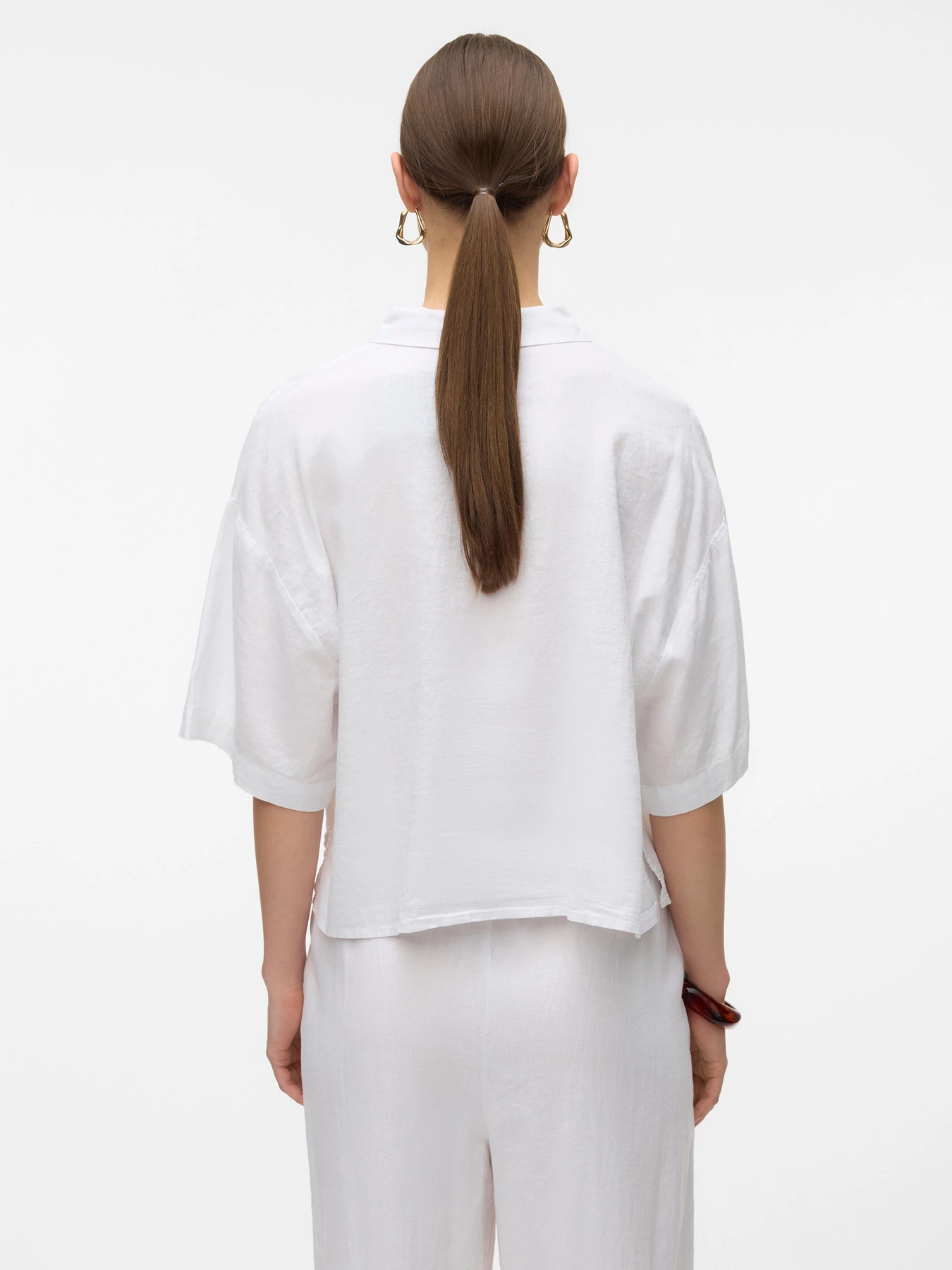 Сорочки Vero Moda LINN 2/4 SHORT SHIRT модель 10306820_Snow White Фото
