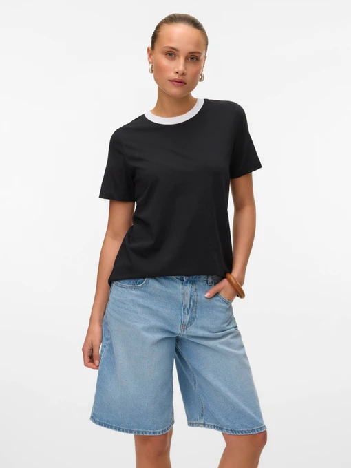Футболки и поло Vero Moda PAULINA SS T-SHIRT модель 10316991_Black Bright White Necklin Фото