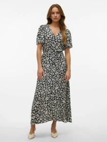 Платья Vero Moda ALBA SS CALF DRESS модель 10330301_Black Sussie Snow White Фото