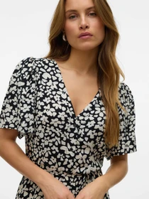 Платья Vero Moda ALBA SS CALF DRESS модель 10330301_Black Sussie Snow White Фото