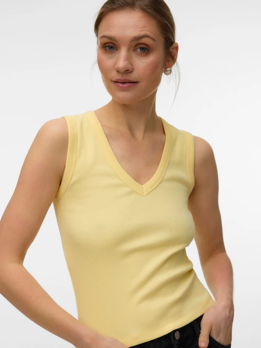 Футболки і поло Vero Moda CHLOE SHORT DEEP V-NECK TOP модель 10342916_Lemon Meringue Фото