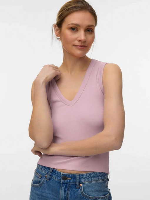 Футболки і поло Vero Moda CHLOE SHORT DEEP V-NECK TOP модель 10342916_Roseate Spoonbill Фото