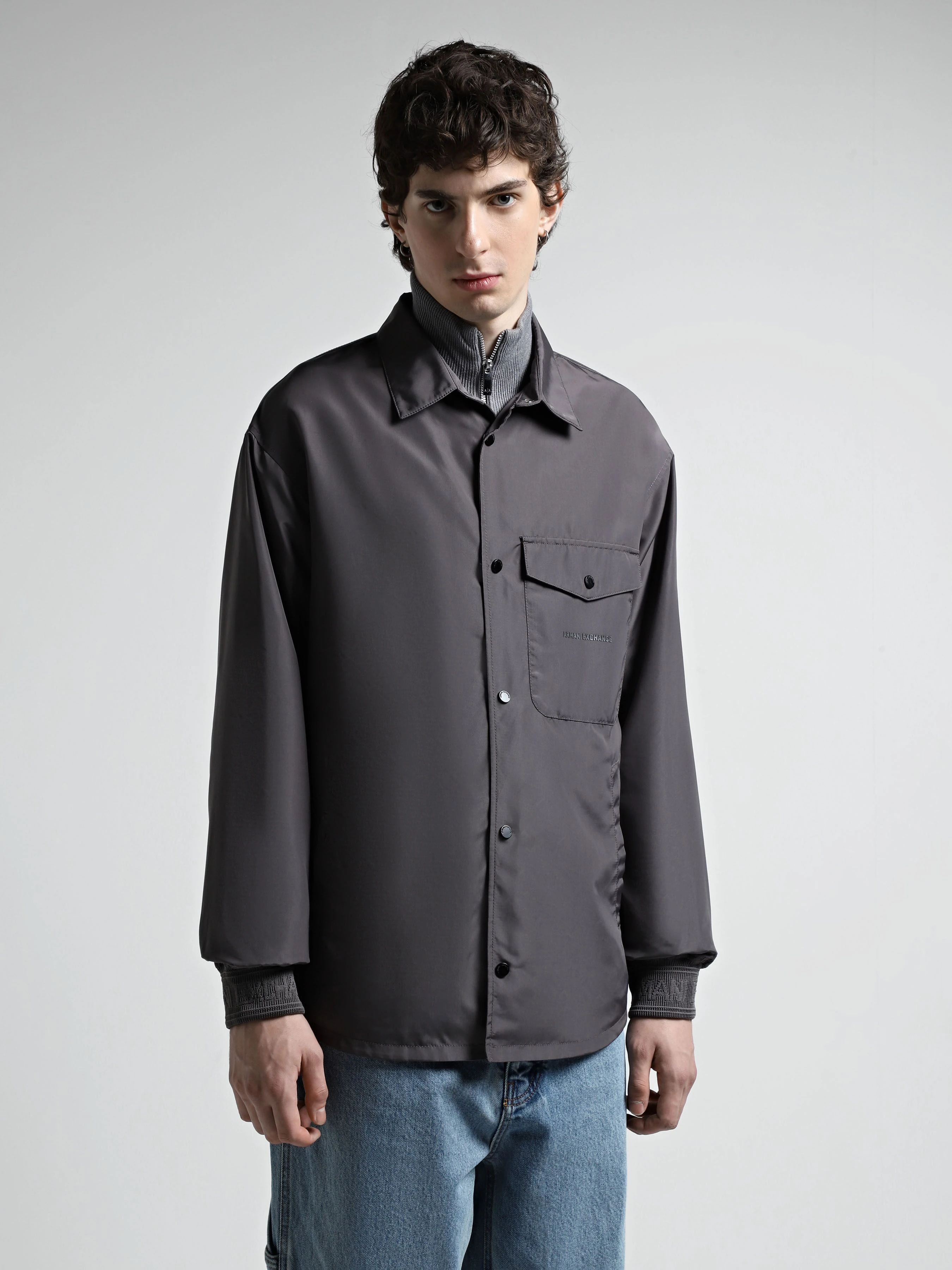 Чоловіча Куртка-сорочка Armani Exchange (WH4419) колір сірий, матеріал поліестер