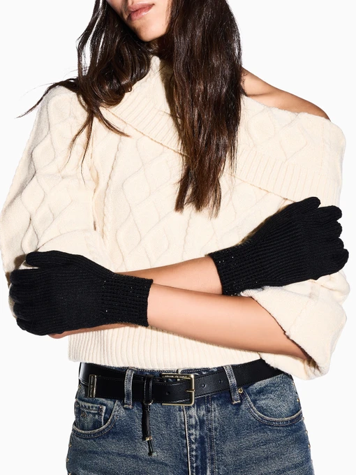 Armani Exchange Рукавички колір чорний фото 3