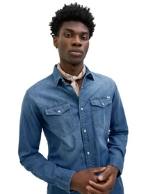 Рубашки JACK & JONES модель 12138115-Medium Blue Denim Фото
