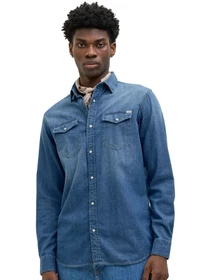 Рубашки JACK & JONES модель 12138115-Medium Blue Denim Фото