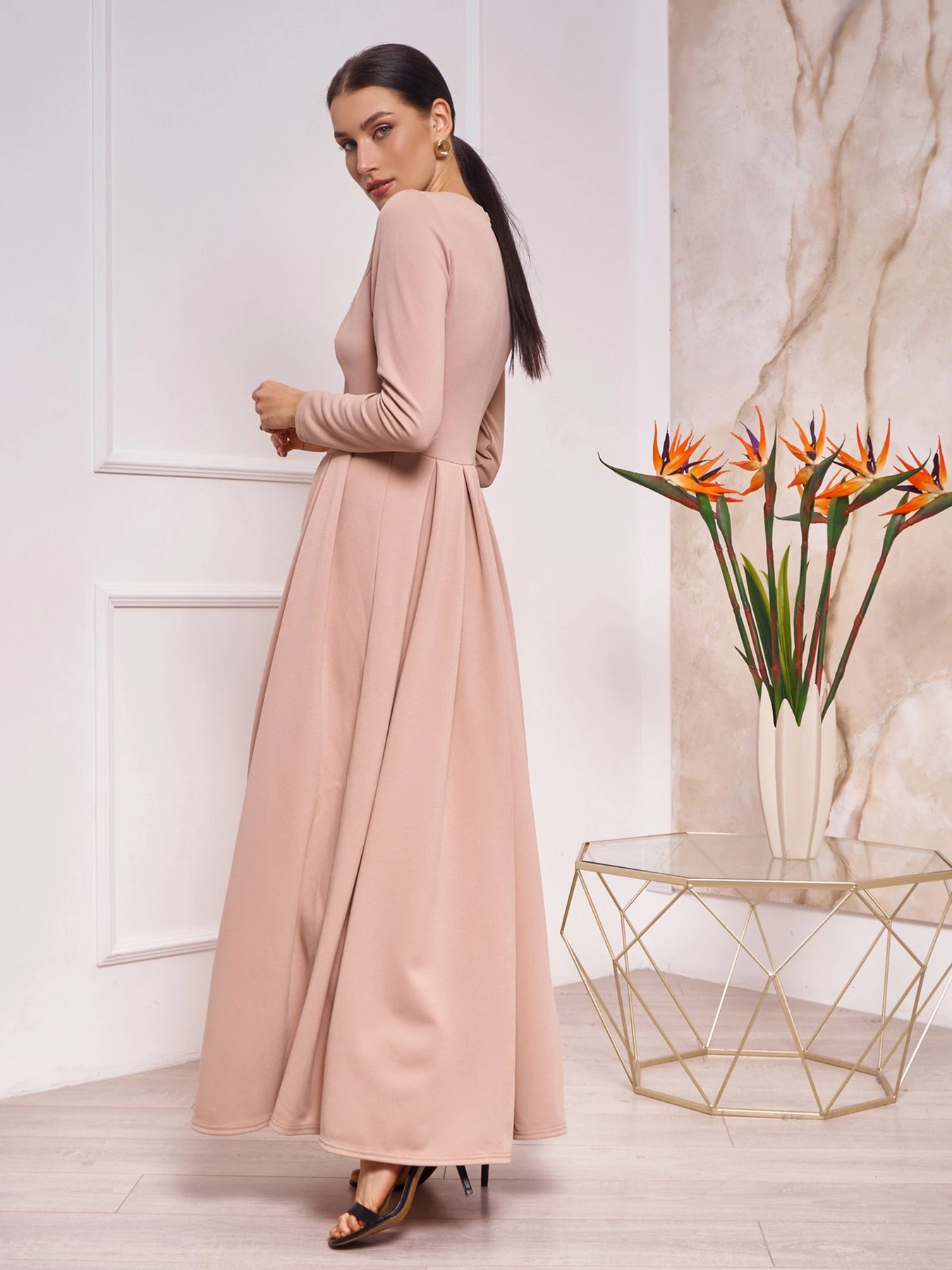Платья ISSA Plus модель 13256_beige Платья ISSA Plus модель 13256_beige Фото