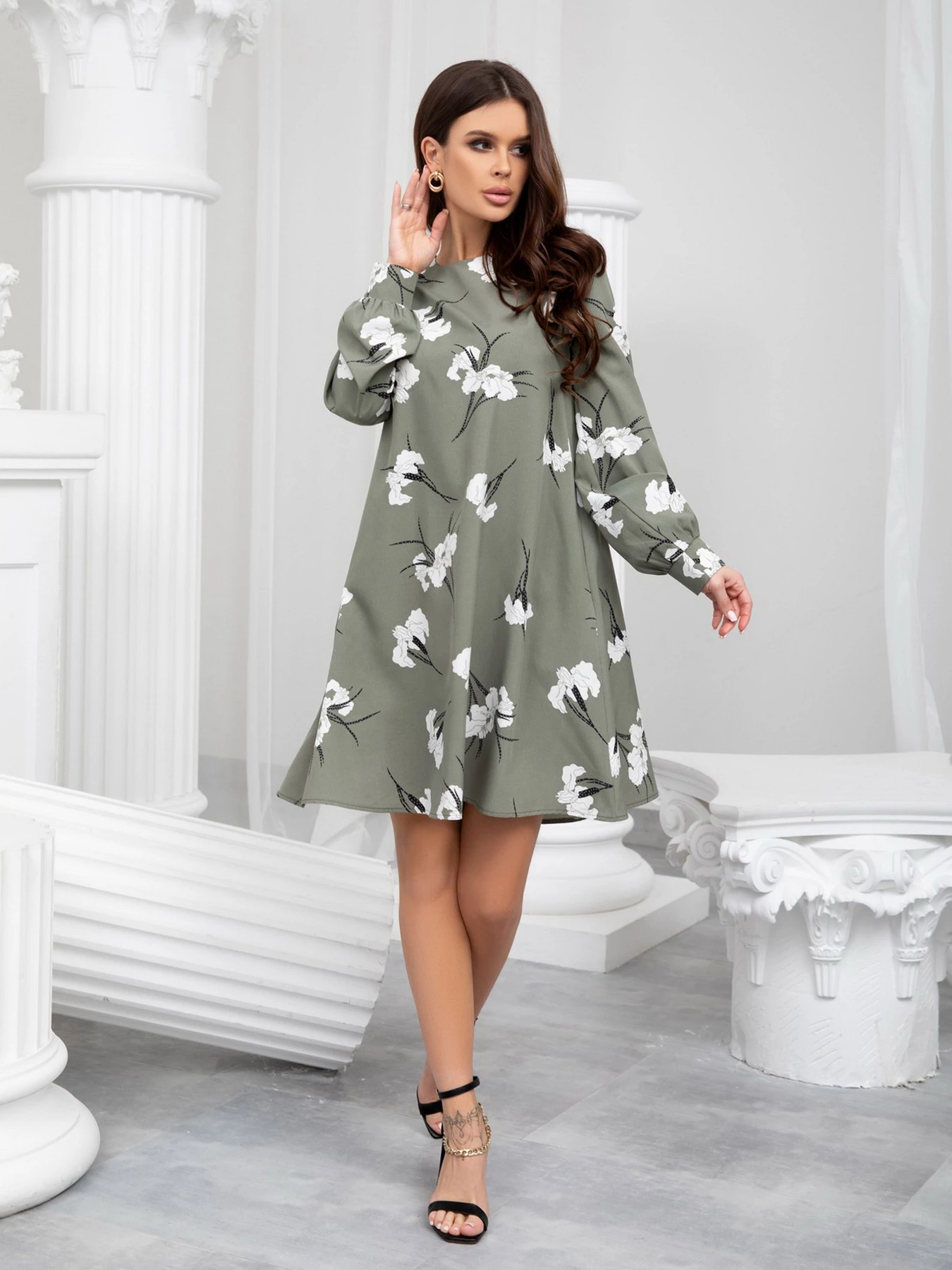 Платья ISSA Plus модель 13207_khaki Платья ISSA Plus модель 13207_khaki Фото