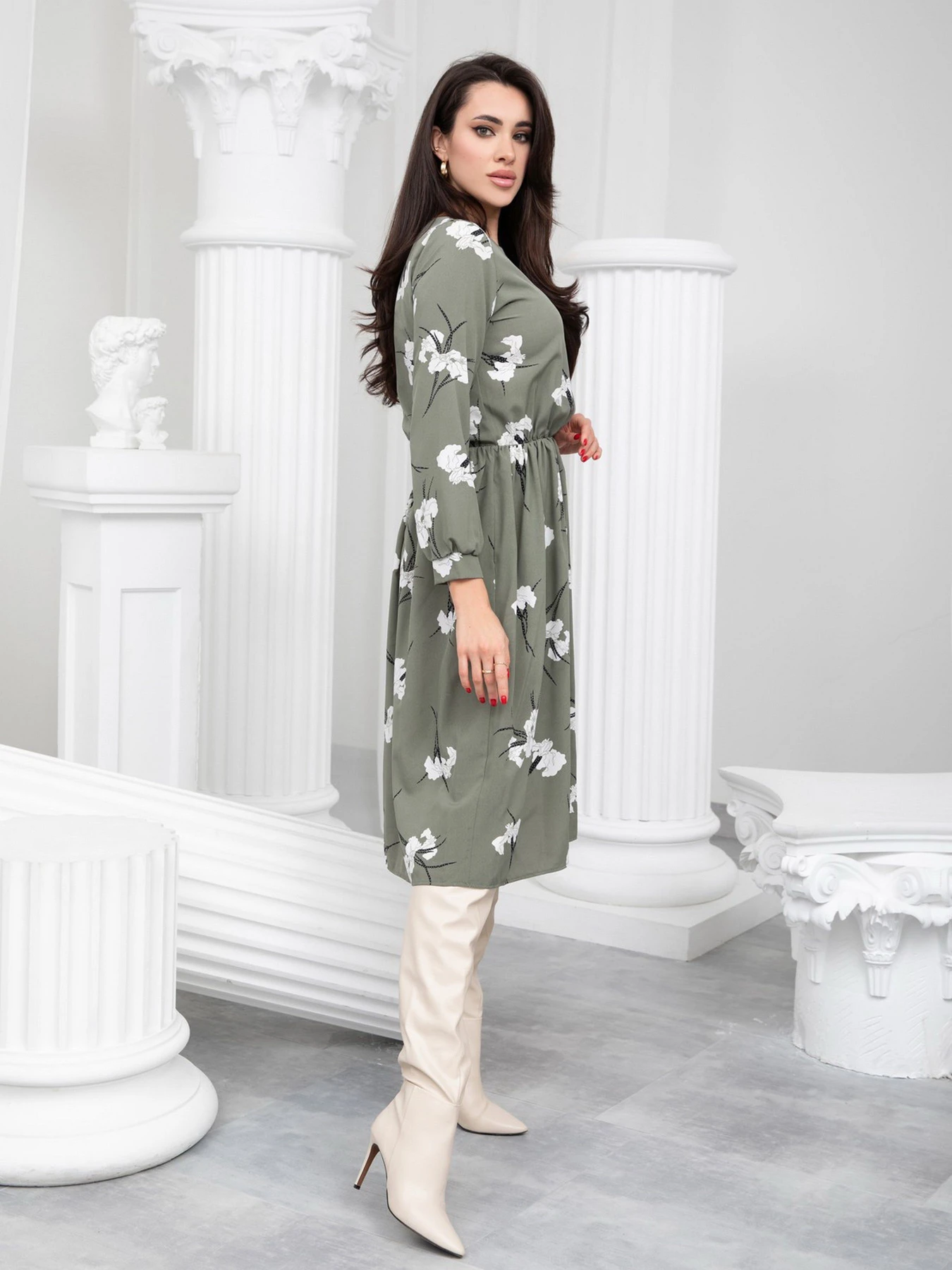 Платья ISSA Plus модель 13233_khaki Платья ISSA Plus модель 13233_khaki Фото