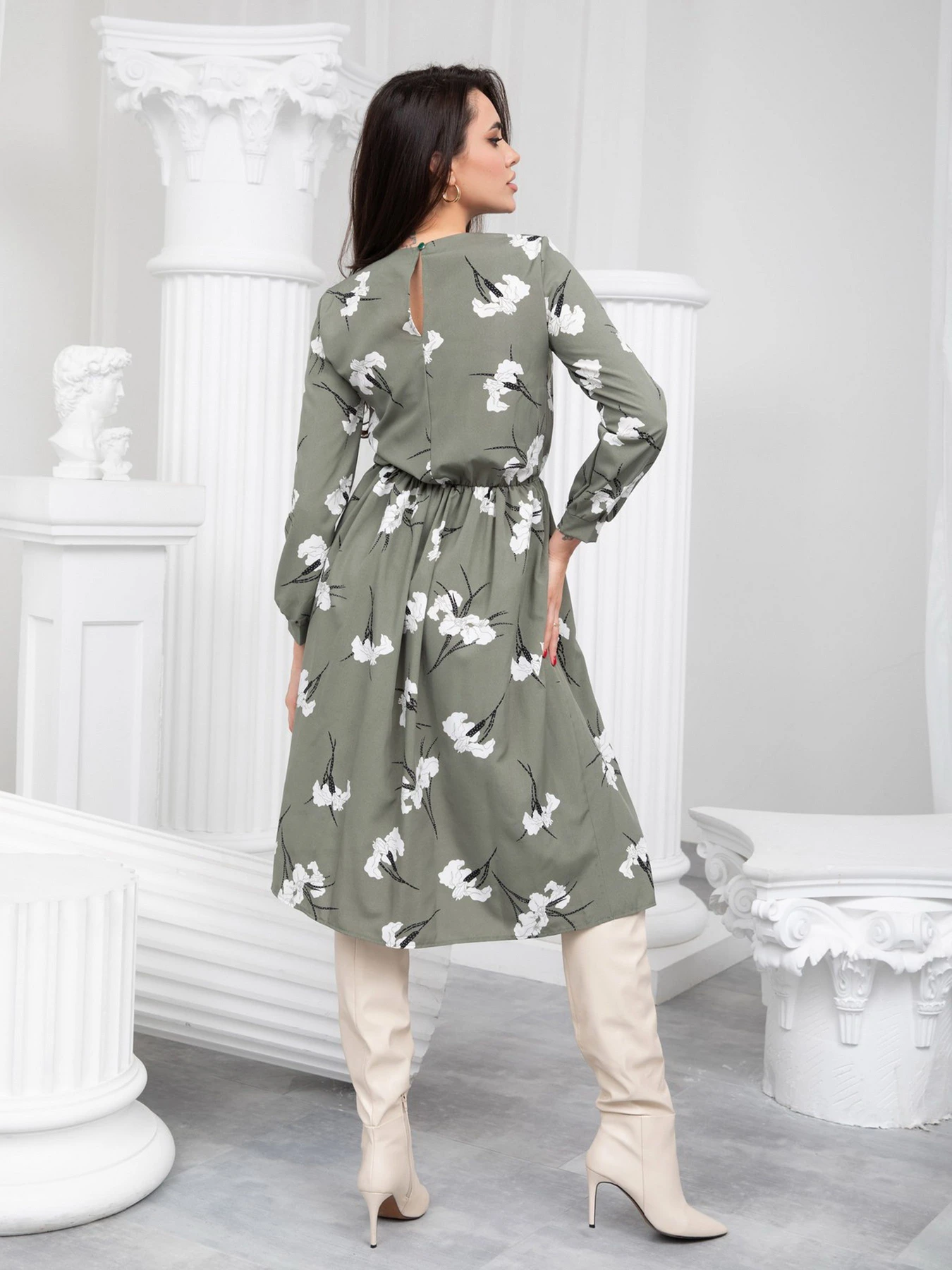 Платья ISSA Plus модель 13233_khaki Платья ISSA Plus модель 13233_khaki Фото