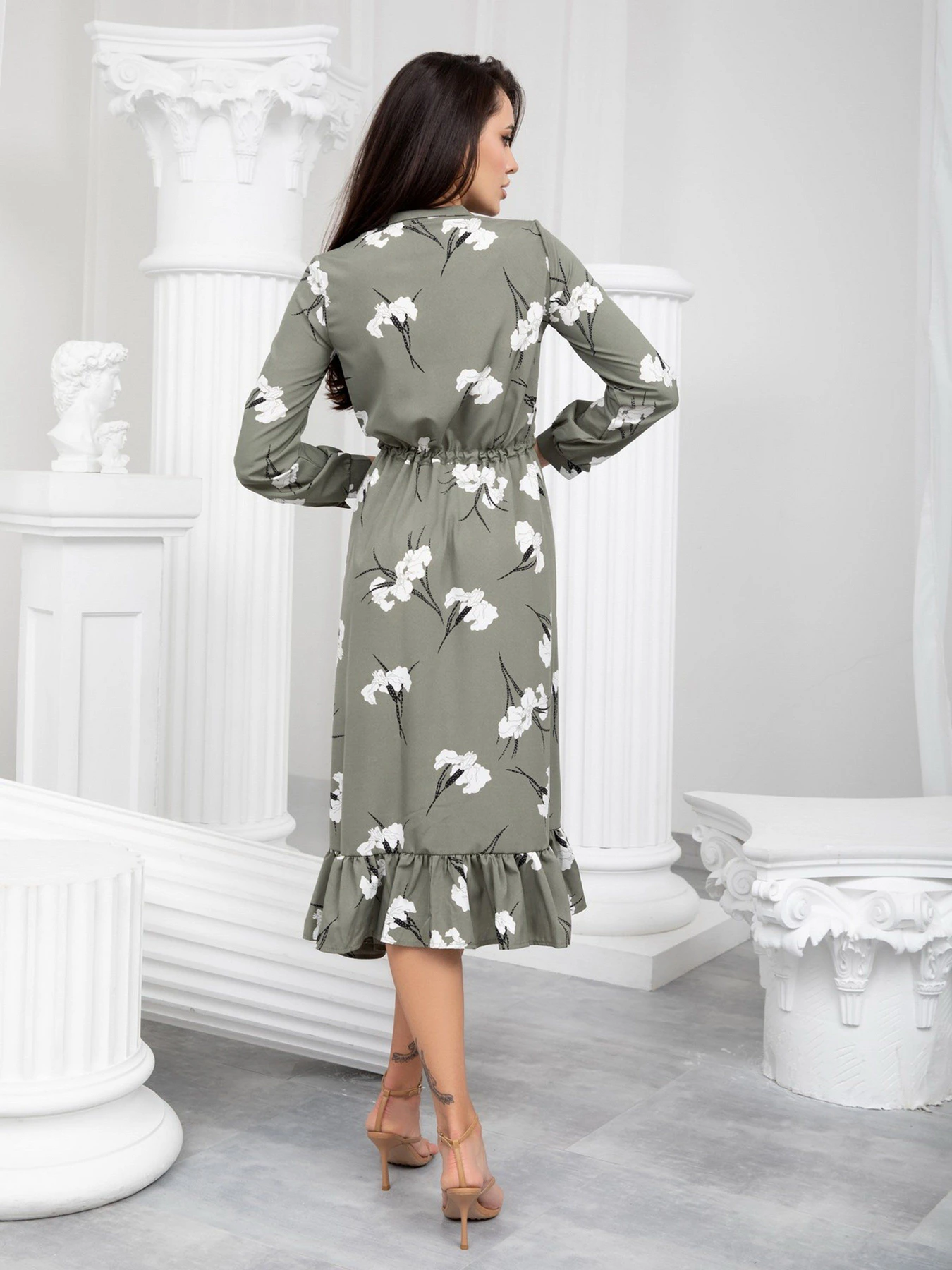 Платья ISSA Plus модель 13236_khaki Платья ISSA Plus модель 13236_khaki Фото