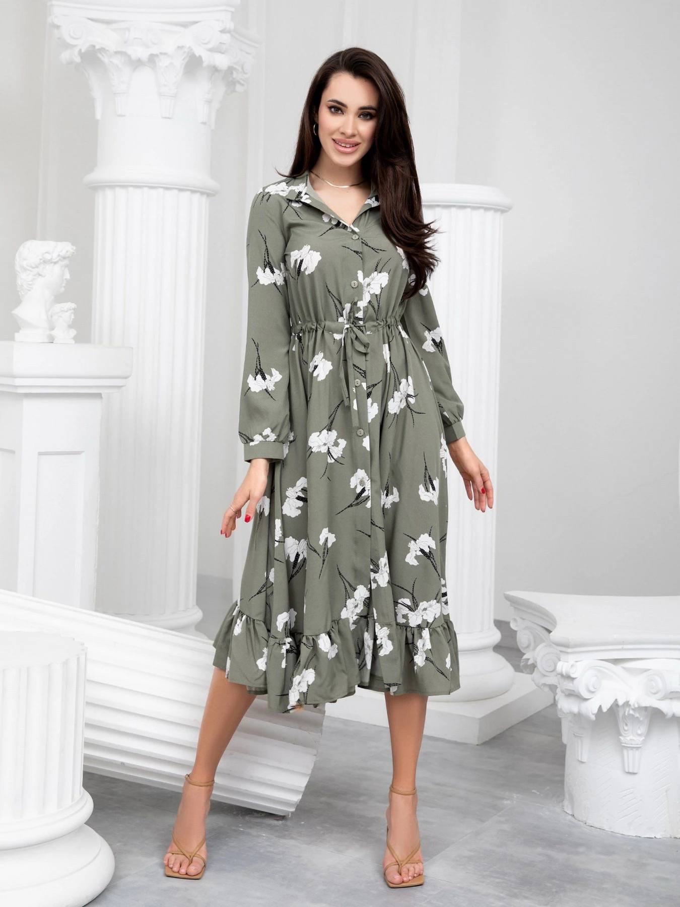 Платья ISSA Plus модель 13236_khaki Платья ISSA Plus модель 13236_khaki Фото