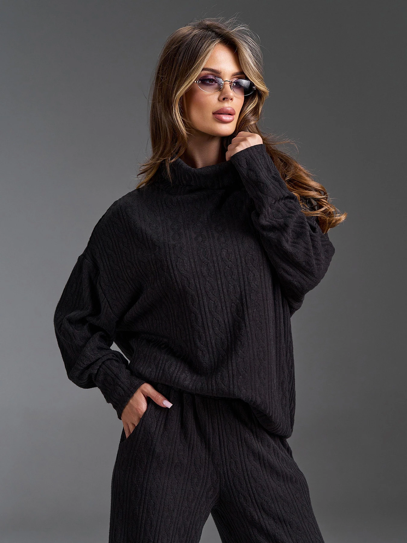 Костюмы ISSA Plus модель 15857_черный Костюмы ISSA Plus модель 15857_черный Фото