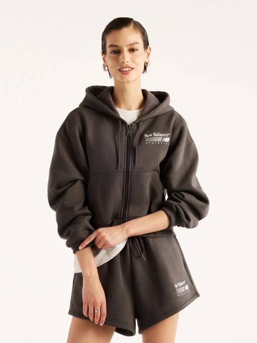 Худі та світшоти New Balance Trackside Fleece Full Zip модель WJ62P2UPBLK Фото