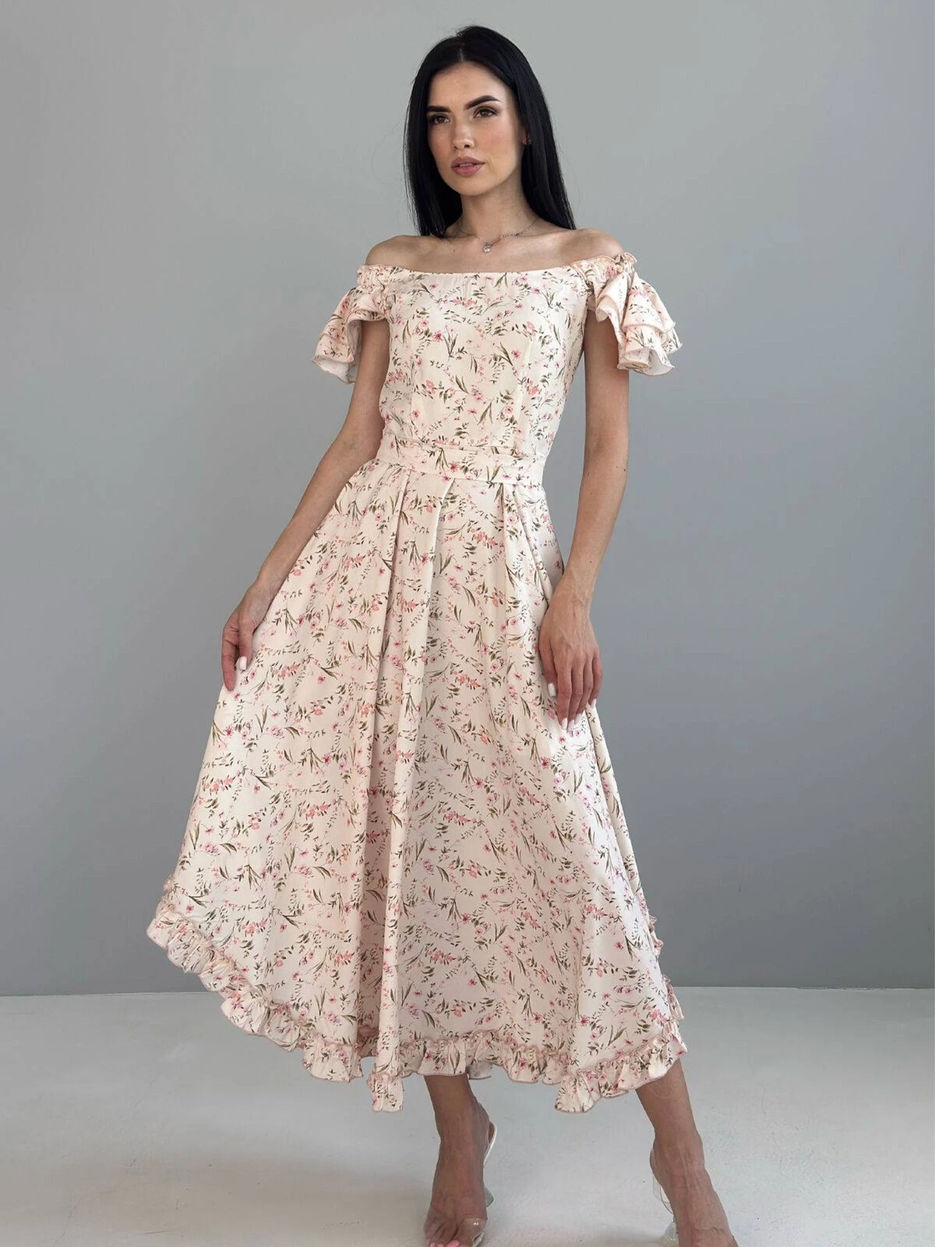 Платья NENKA Одежда модель nenka3843-c01-bezhevij-print Фото