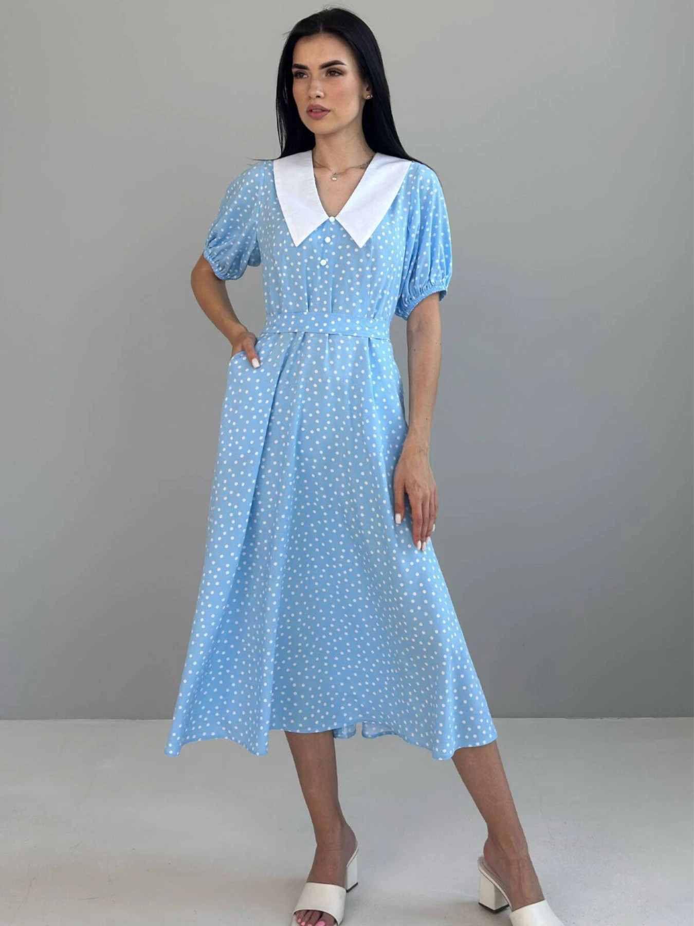 Платья NENKA Одежда модель nenka3842-c02-blakitnij-print Фото