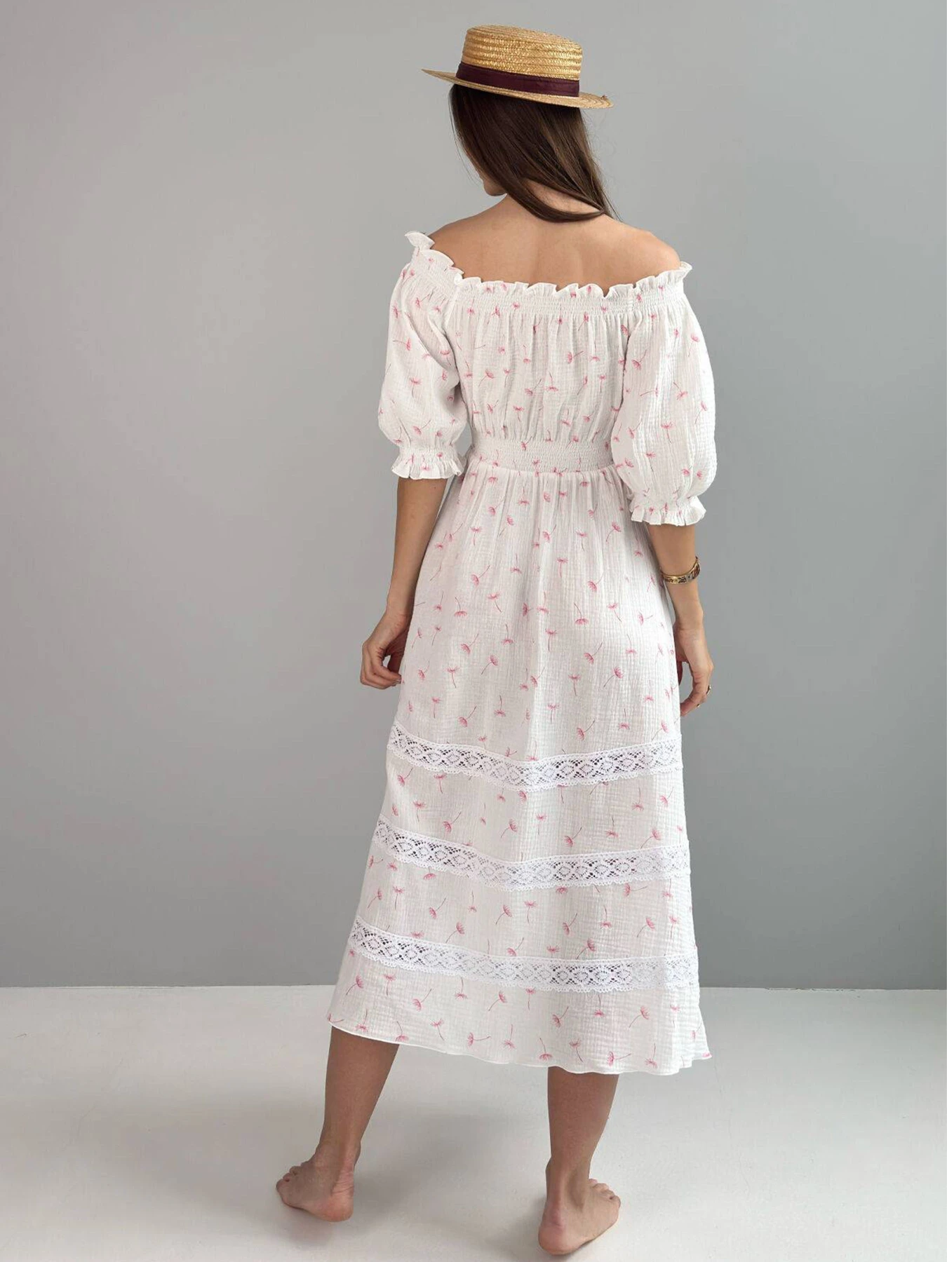 Платья NENKA модель nenka3713-c01-molochnij-print Платья NENKA модель nenka3713-c01-molochnij-print Фото