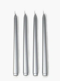 Набор столовых свечей 4 шт. серебристый металлик MBM HOME модель FR-17 METALLIC SILVER Фото