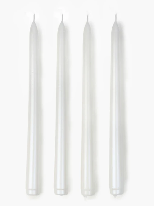 Набор столовых свечей 4 шт. белый металлик MBM HOME модель FR-17 METALLIC WHITE Фото