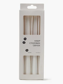 Набор столовых свечей 4 шт. белый металлик MBM HOME модель FR-17 METALLIC WHITE Фото