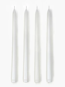 Набор столовых свечей 4 шт. белый металлик MBM HOME модель FR-17 METALLIC WHITE Фото