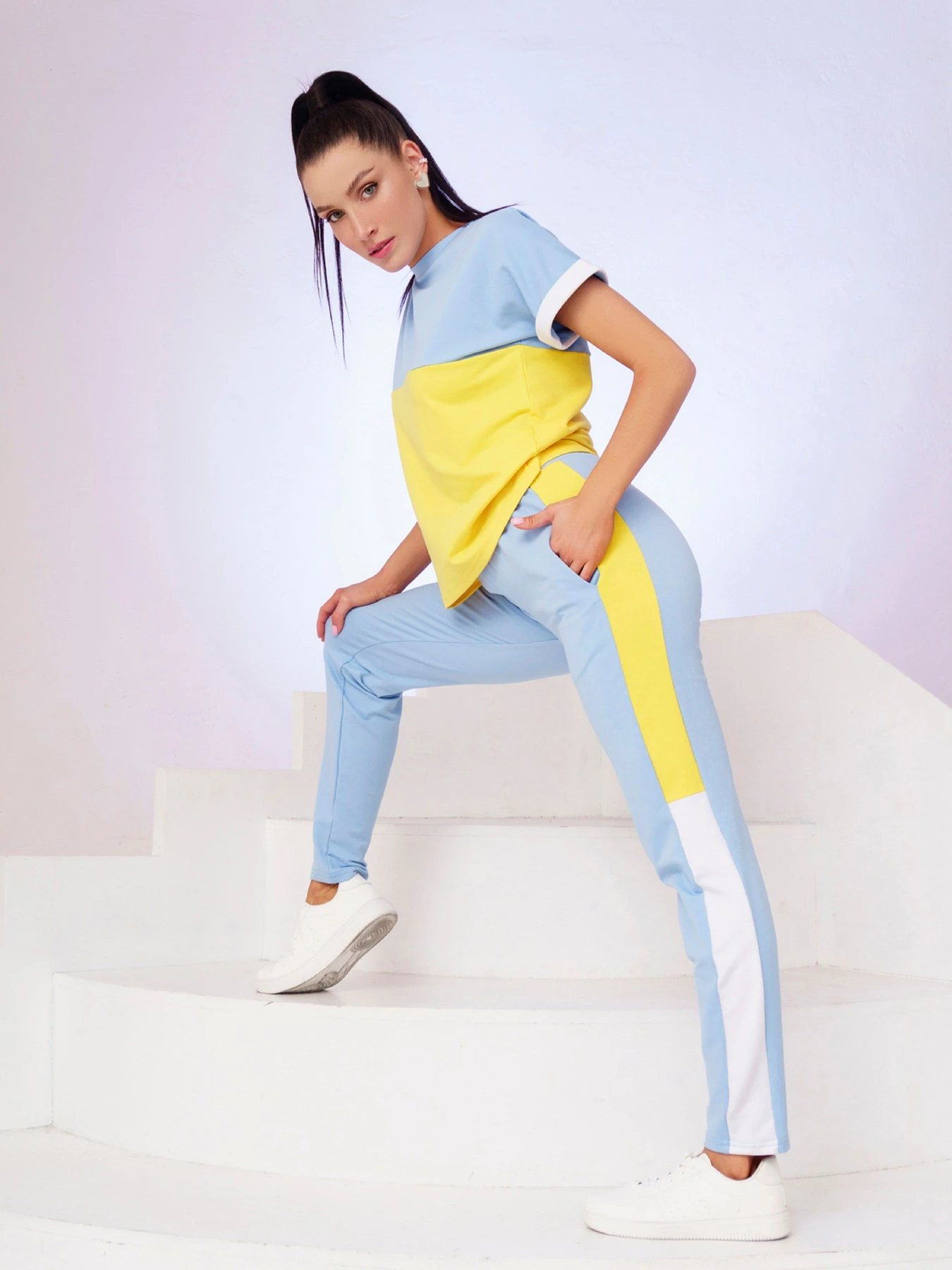 Костюмы ISSA Plus модель 12021_yellowblue Костюмы ISSA Plus модель 12021_yellowblue Фото