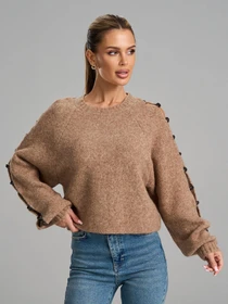 Свитеры и кардиганы ISSA Plus модель SA-2574P_темно_бежевый Фото