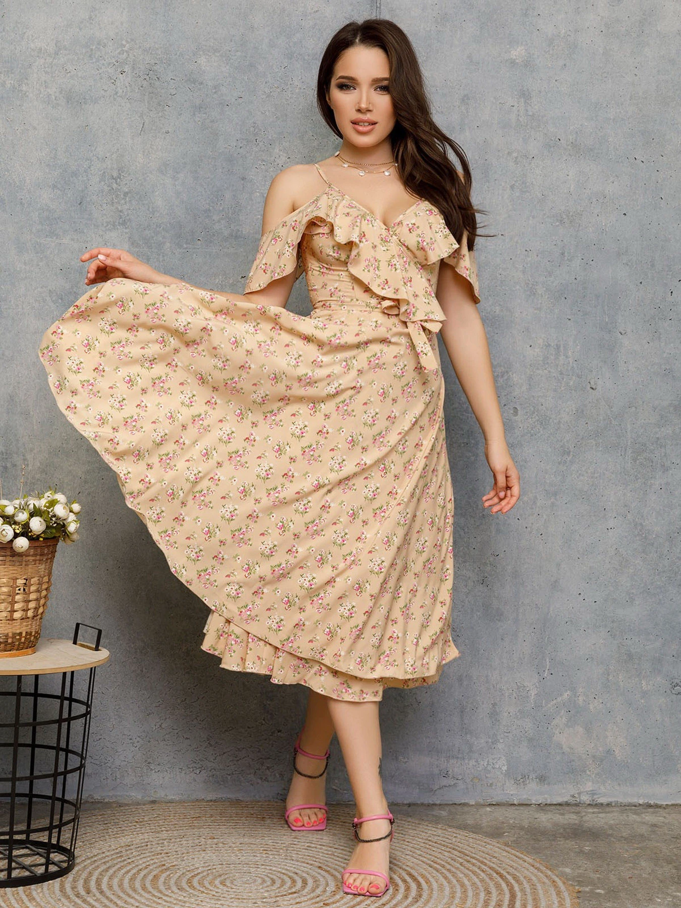 Платья ISSA Plus модель 12656_beige Платья ISSA Plus модель 12656_beige Фото