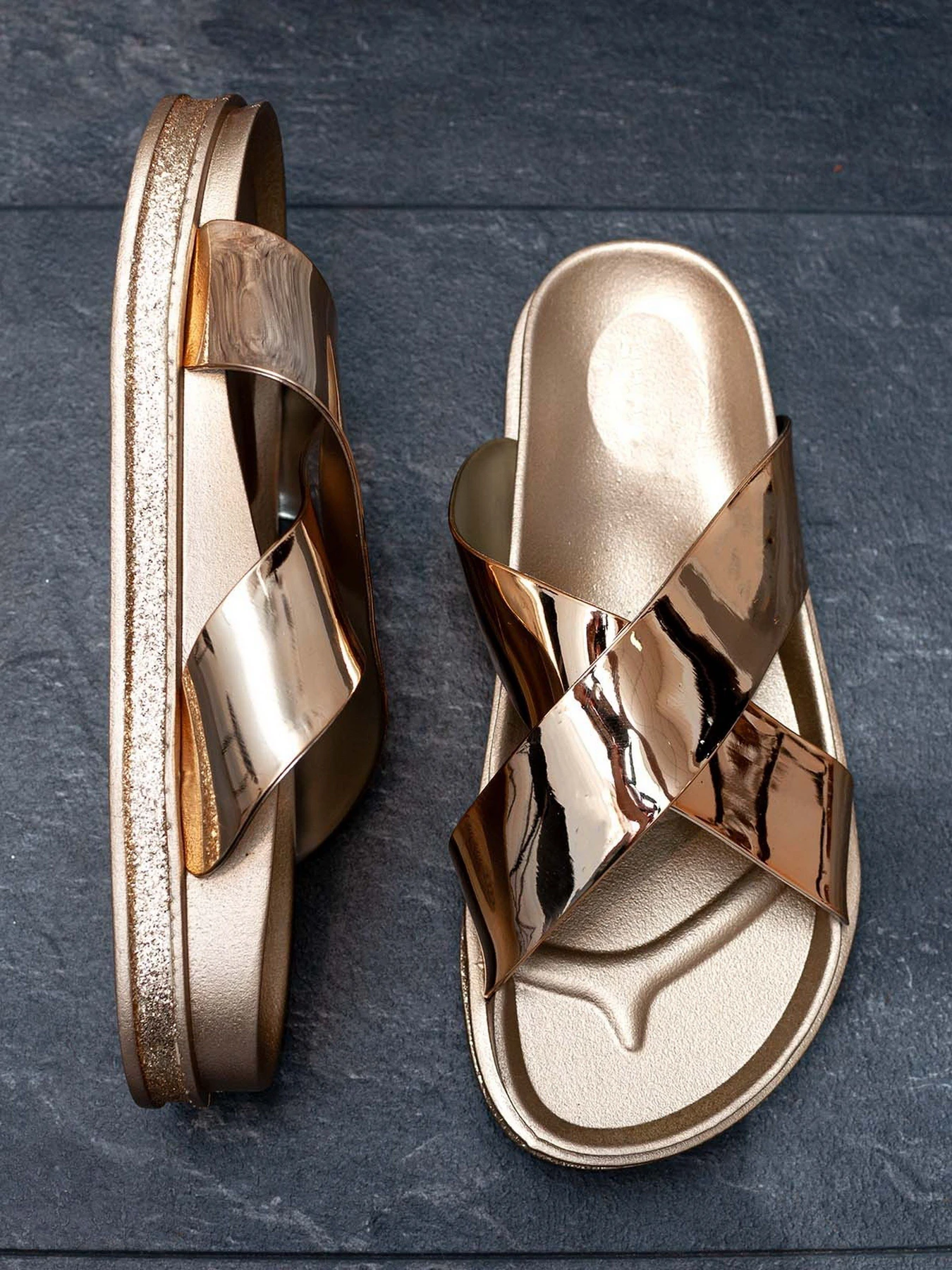 Шлёпанцы ISSA Plus модель OB2-71_gold Фото