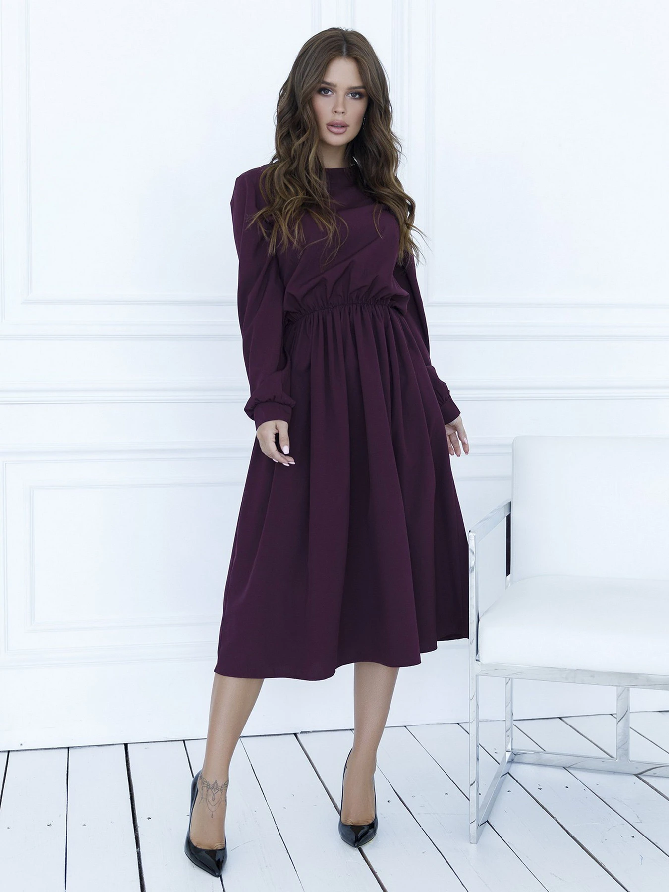 Платья ISSA Plus модель 12094_burgundy Платья ISSA Plus модель 12094_burgundy Фото