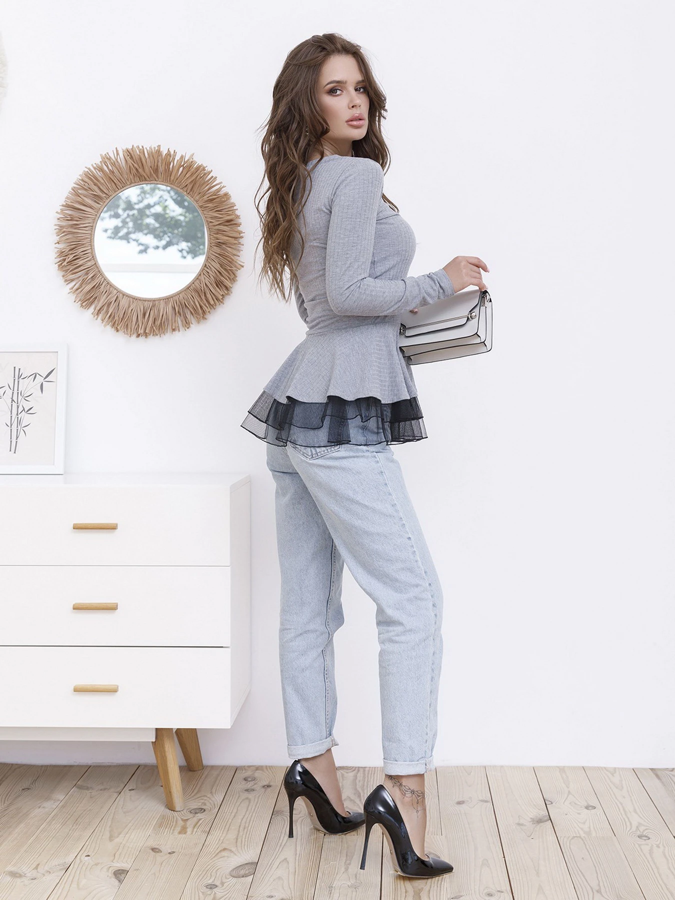 Свитры и кардиганы ISSA Plus модель SA-3_grey Свитры и кардиганы ISSA Plus модель SA-3_grey Фото