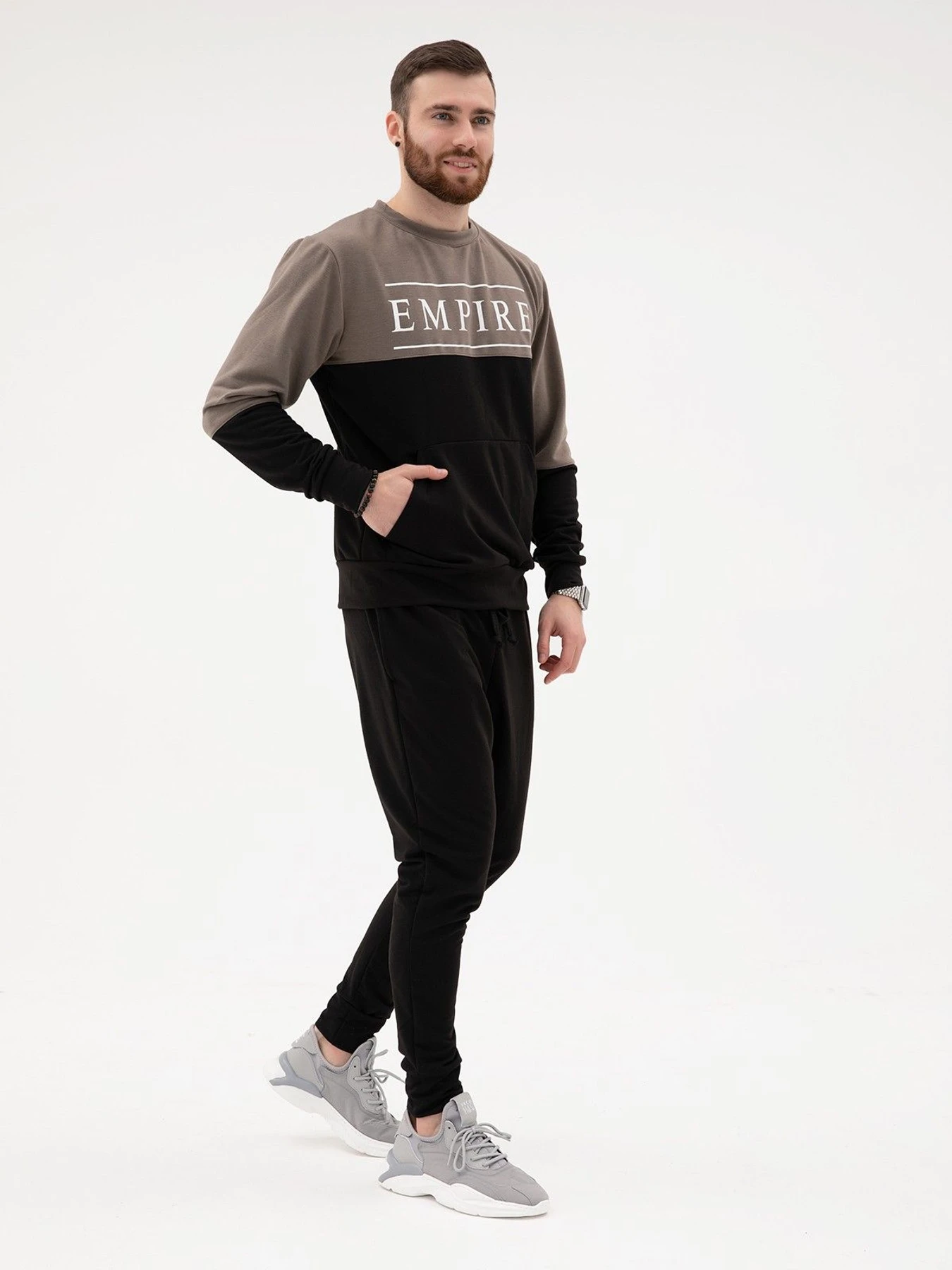 Костюми ISSA Plus модель SG-19_blackkhaki Костюми ISSA Plus модель SG-19_blackkhaki Фото