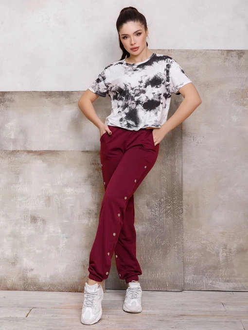 Брюки ISSA Plus модель SA-109_burgundy Фото