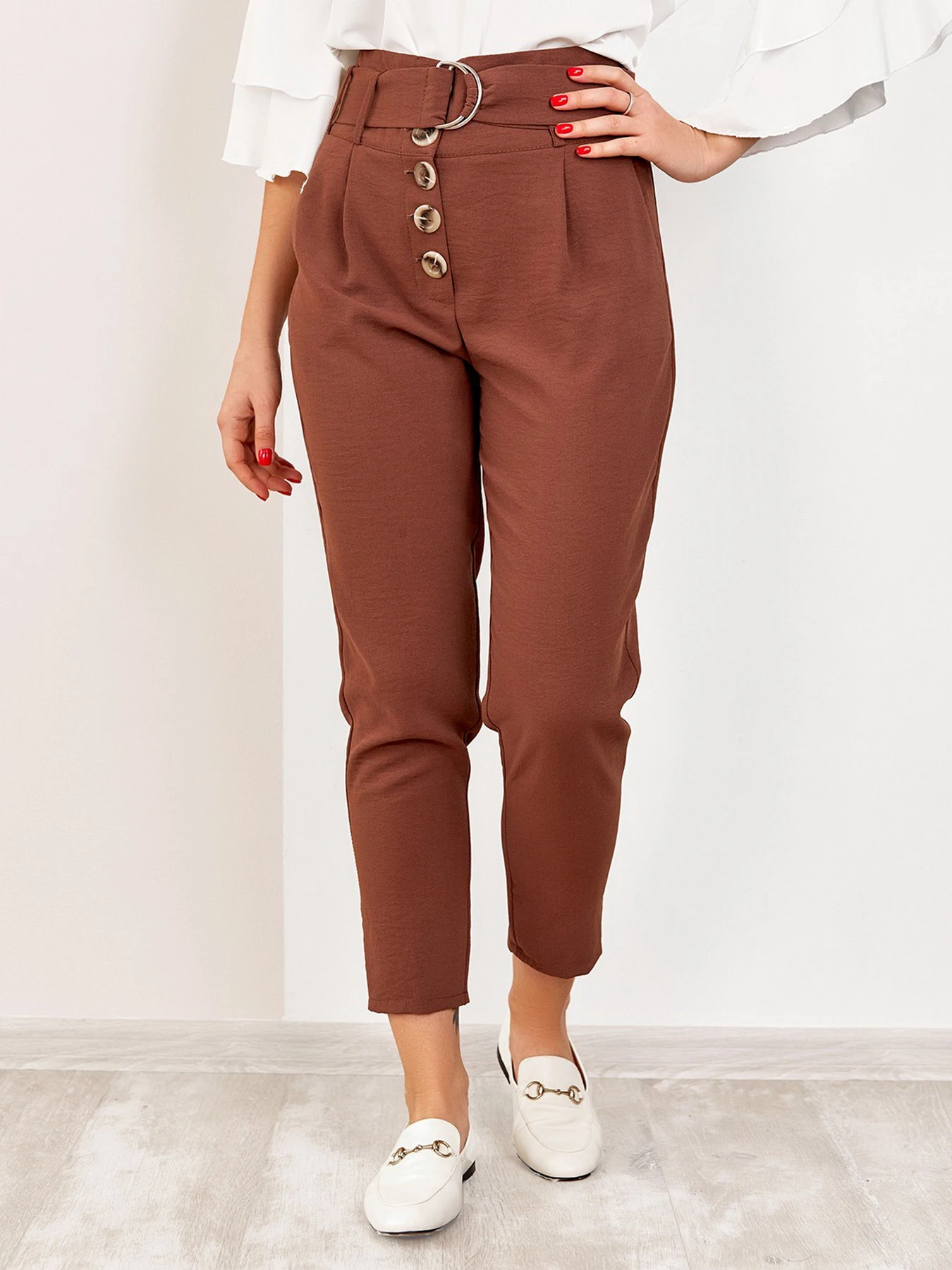 Брюки ISSA Plus модель SA-178_brown Брюки ISSA Plus модель SA-178_brown Фото