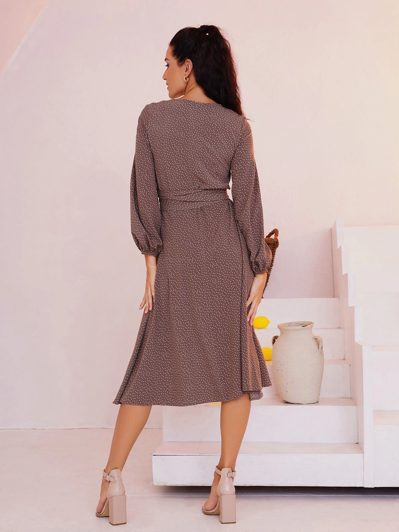 Платья ISSA Plus модель SA-397_brown Платья ISSA Plus модель SA-397_brown Фото