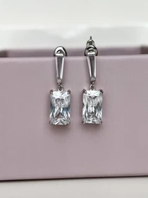 Серьги-подвески ISSA Plus модель AK-61_silver. Фото