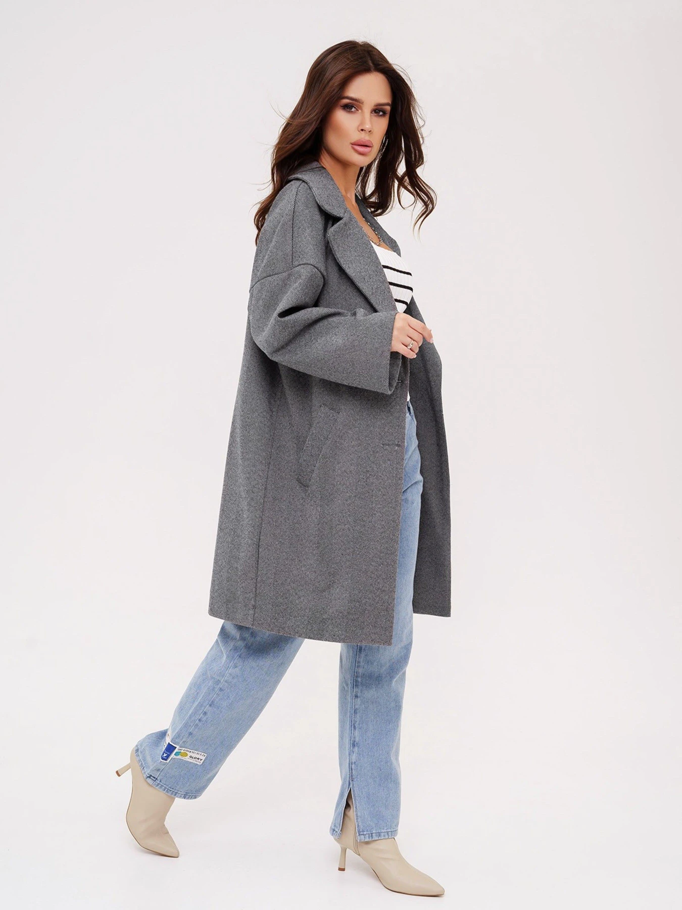 Пальта та плащі ISSA Plus модель 13538_grey Пальта та плащі ISSA Plus модель 13538_grey Фото